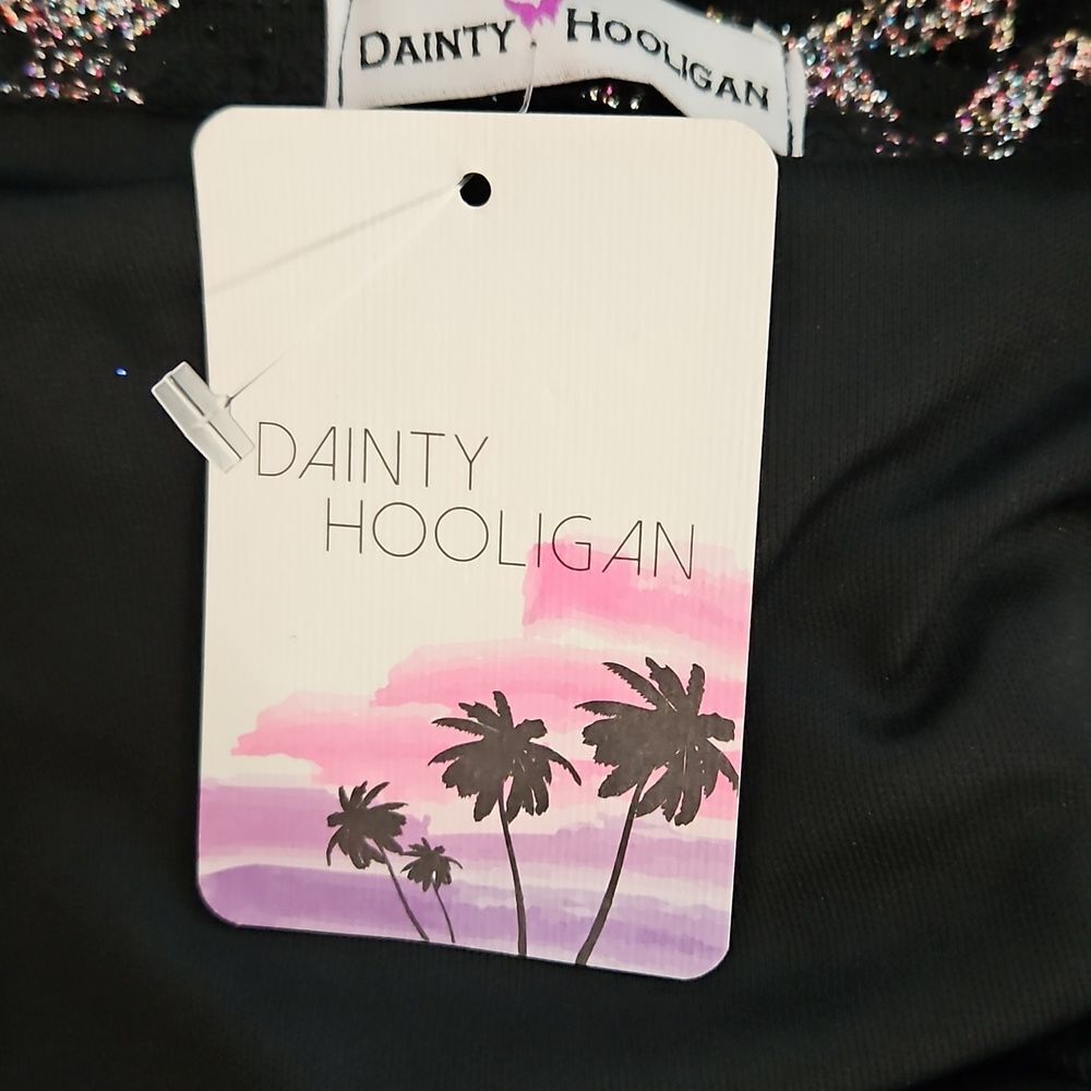 Dainty Hooligan Bodycon Mini Dress Women's Large Rainbow Glitter Clubbing Glam - Picture 9 of 10